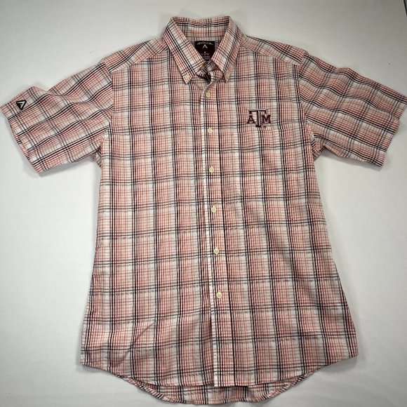 Antigua Other - Texas A&M, Men's, button up short sleeve, Size M, Maroon, White, Casual wear